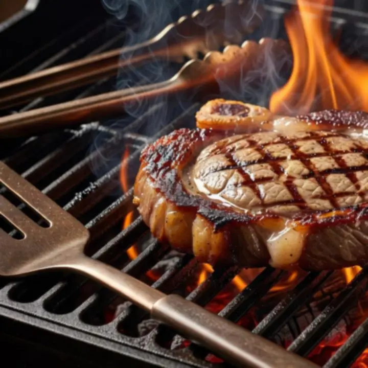 Grillezett steak kérgesre sütve, friss zöld köretekkel