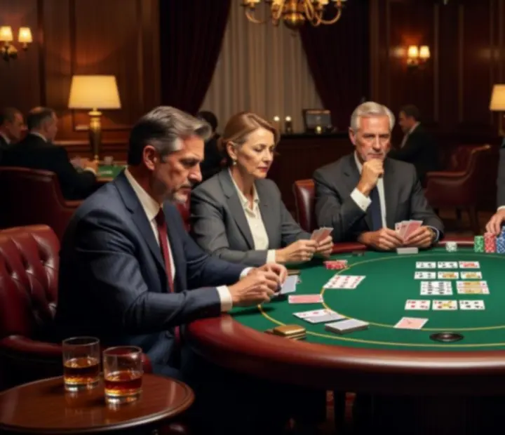 Játékosok Texas Hold'em offline póker versenyen a Nivoorex Poker Lounge asztalainál
